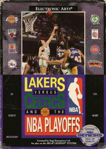 Lakers versus Celtics and the NBA Playoffs (1989) Mega Drive box