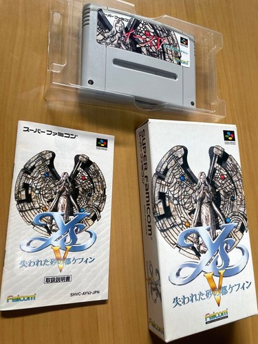 Ys V: Lost Kefin, Kingdom of Sand (1995) SNES box